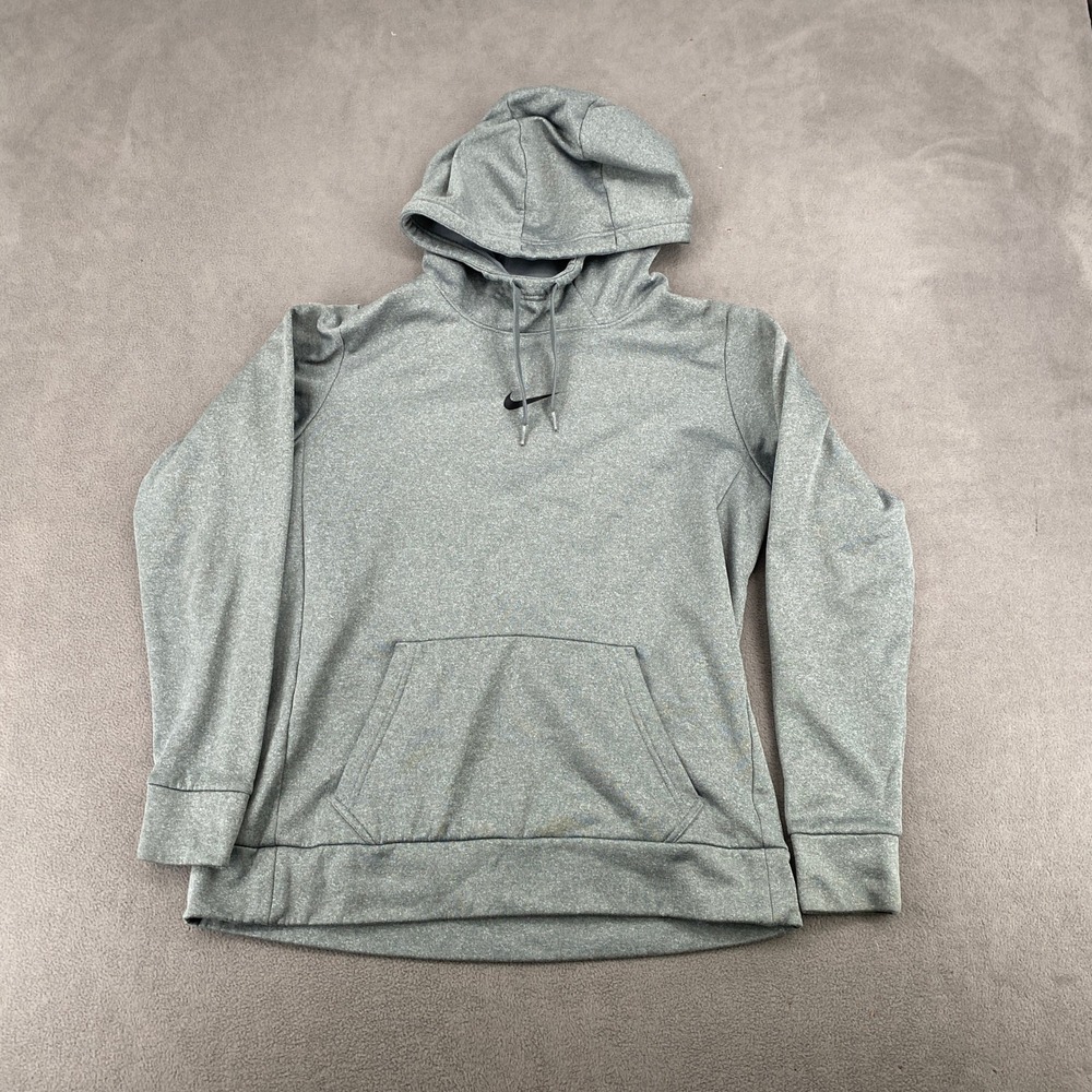 Nike Dri-FIT Hoodie Mens Medium Grey Heather Pullover Swoosh Training 7148